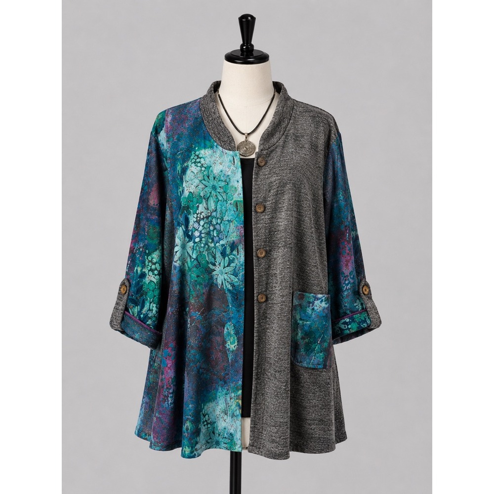 Artsy Lagenlook Patchwork Tunic Jacket Boho Wearable Art Women's Statement Piece